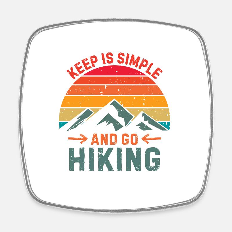 Keep is simpleand go hiking 1 - Square fridge magnet - white