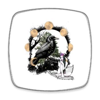 Raven Fille Fantaisie Lune Noire Nature Occulte - Magnet carré - blanc - Devant