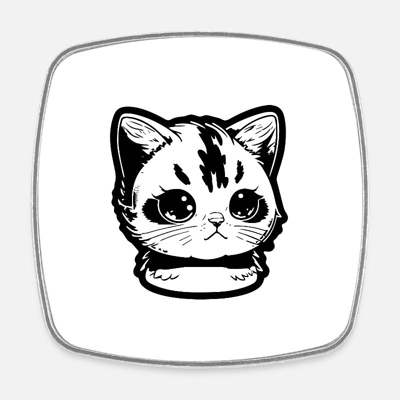 Cat black - Square fridge magnet - white