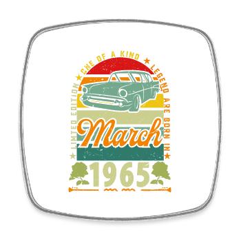 anniversaire mars 1965, Mars 1965, March 1965. - Magnet carré - blanc - Devant
