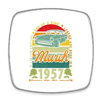 März 1957, März 1957, März 1957. - Viereckiger Kühlschrankmagnet - Weiß - Vorne