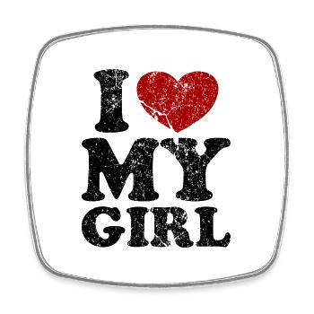 "I Love my Girl" vintage dark - Viereckiger Kühlschrankmagnet - Weiß - Vorne