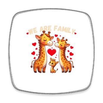 Familie Mutter Vater Kind Baby Giraffe Herz Liebe - Viereckiger Kühlschrankmagnet - Weiß - Vorne