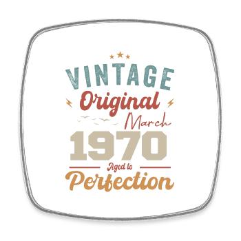 März 1970 Jahrgang geboren Vintage Geburtstag - Viereckiger Kühlschrankmagnet - Weiß - Vorne