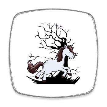 Wild Pferd Pony Pferde Kind Kinder - Viereckiger Kühlschrankmagnet - Weiß - Vorne