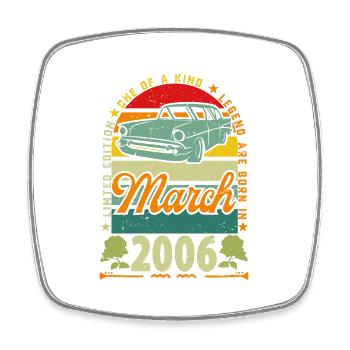 March 2006, March 2006, March 2006. - Square fridge magnet - white - Front