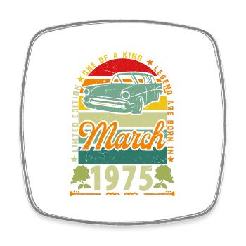 März 1975, März 1975, März 1975. - Viereckiger Kühlschrankmagnet - Weiß - Vorne
