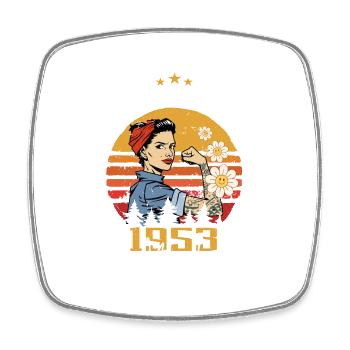 Frauen im März 1953 Geboren Geburtstag 1953 - Viereckiger Kühlschrankmagnet - Weiß - Vorne