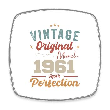 Mars 1961 Vintage Born Vintage Anniversaire - Magnet carré - blanc - Devant