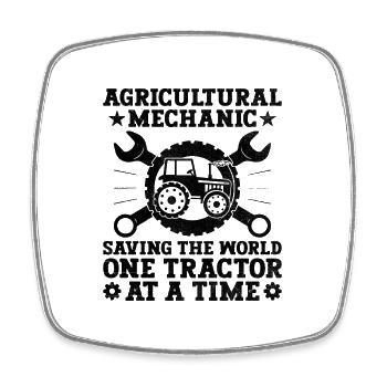 Agricultural Mechanic Funny Tractor Mechanics Farm - Square fridge magnet - white - Front
