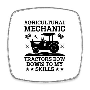 Agricultural Mechanic Funny Tractor Mechanics Farm - Square fridge magnet - white - Front