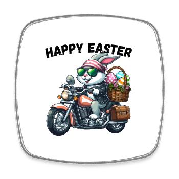 Happy Easter Bunny Motorcycle Cool Biker Easter Bunny - Square fridge magnet - white - Front