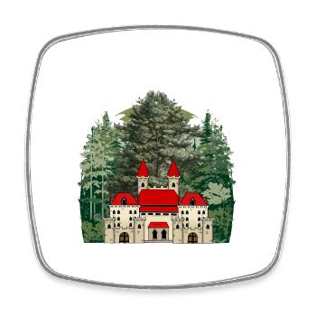 Mittelalter Burg Schloss Festung König Ritter - Viereckiger Kühlschrankmagnet - Weiß - Vorne