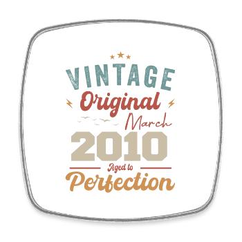 März 2010 Jahrgang geboren Vintage Geburtstag - Viereckiger Kühlschrankmagnet - Weiß - Vorne