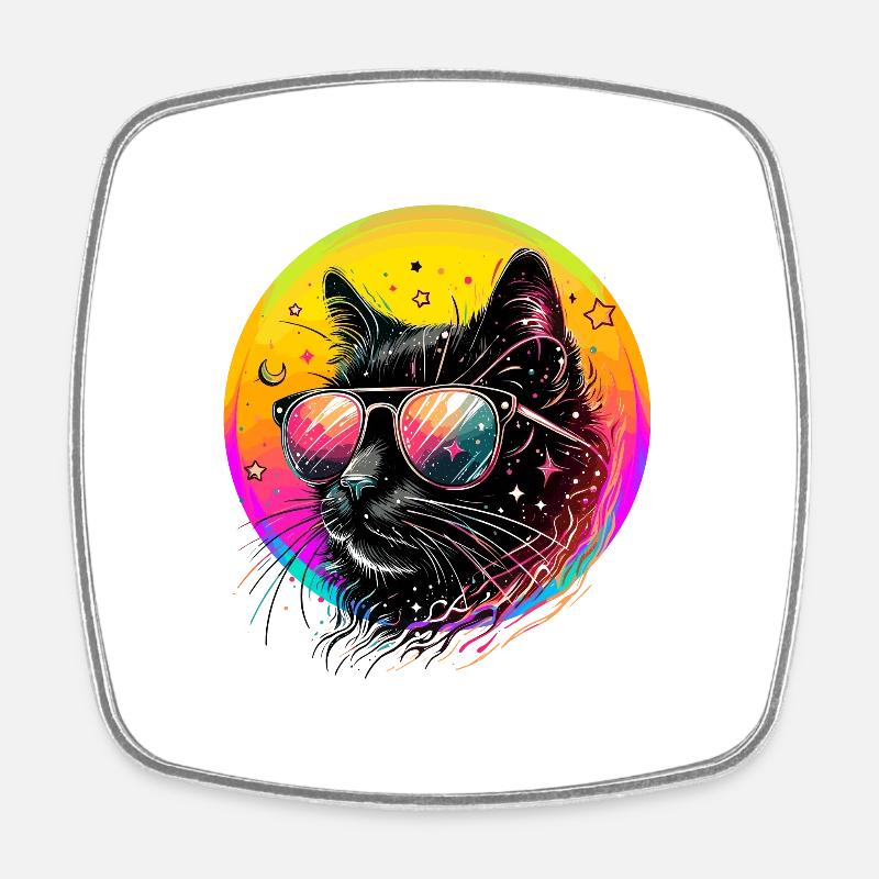 Chat chats maman néon lunettes de soleil 80 ' s Disco - Magnet carré - blanc