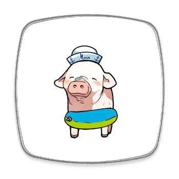 Matrose Seemann Ferkel Schwein Kapitän Ahoi Sau - Viereckiger Kühlschrankmagnet - Weiß - Vorne