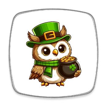 Goldene Eule St. Patricks Day - Viereckiger Kühlschrankmagnet - Weiß - Vorne