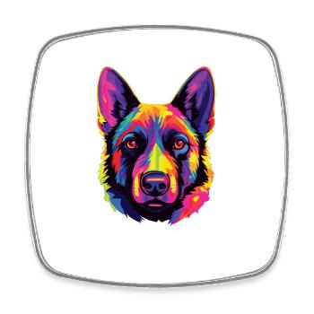 Aquarelle colorée norvégien Elkhound - Magnet carré - blanc - Devant