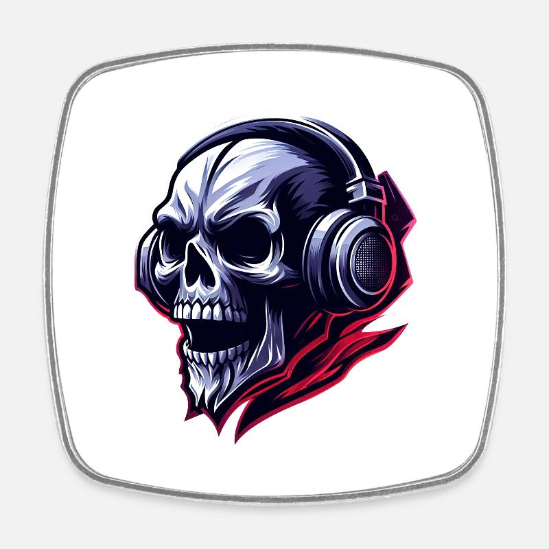 Skull Illustration - Square fridge magnet - white