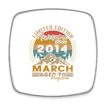 Original March 2014 Vintage Anniversary 2014 - Square fridge magnet - white - Front