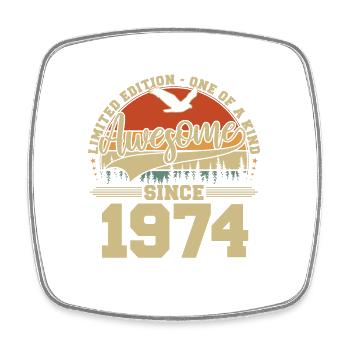 Awesome Since 1974 - Jahrgang Geburtstag Geschenk - Viereckiger Kühlschrankmagnet - Weiß - Vorne