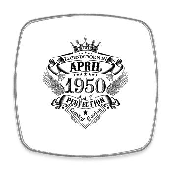 Geburtstag April 1950 April Geburtstag 1950 - Viereckiger Kühlschrankmagnet - Weiß - Vorne
