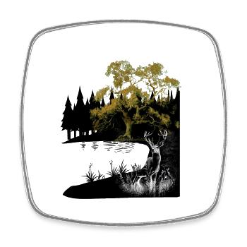 nature, deer, lake, wilderness, wild, forest animals, moose, roe deer - Square fridge magnet - white - Front