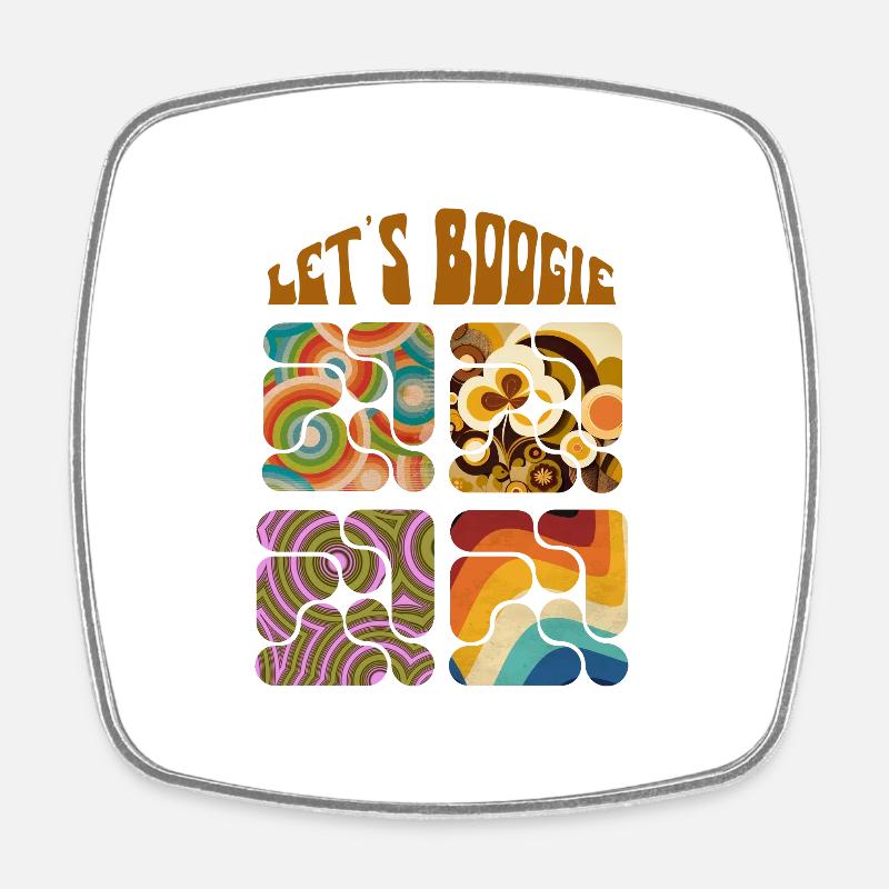 Let's Boogie Retro Muster - Viereckiger Kühlschrankmagnet - Weiß