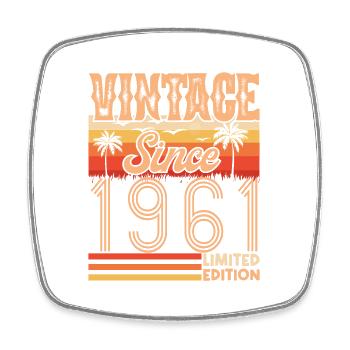 anniversaire 1961. Vintage né en 1961 anniversaire - Magnet carré - blanc - Devant