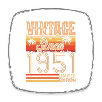 anniversaire 1951. Vintage né en 1951 anniversaire - Magnet carré - blanc - Devant