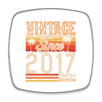 2017 anniversary. Vintage Born in 2017 Birthday - Square fridge magnet - white - Front