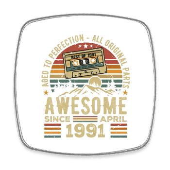 Avril 1991 Vintage Anniversaire Rétro Cadeau - Magnet carré - blanc - Devant