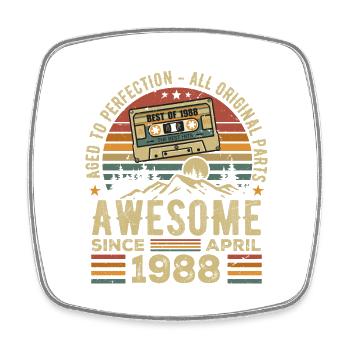 April 1988 Vintage Retro Geburtstagsgeschenk - Viereckiger Kühlschrankmagnet - Weiß - Vorne