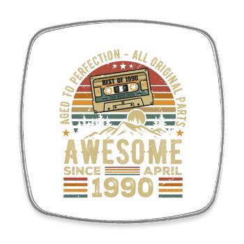 April 1990 Vintage Retro Geburtstagsgeschenk - Viereckiger Kühlschrankmagnet - Weiß - Vorne