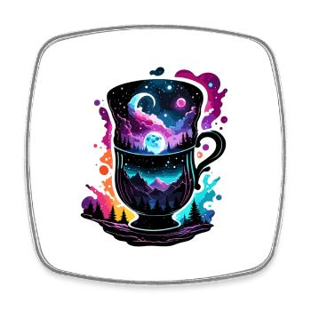 Silhouette / Forest / Portrait / Trees / Mug - Square fridge magnet - white - Front