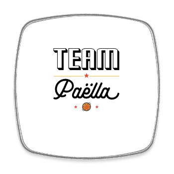 Team Paëlla - Pour les mangeurs de Paëlla - Magnet carré - blanc - Devant