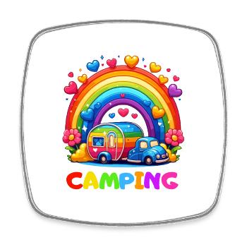 Camping Regenbogen Campingplatz Glück Camper Herz - Viereckiger Kühlschrankmagnet - Weiß - Vorne