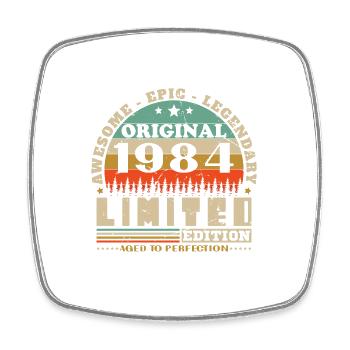 Vinatge 1984 Birthday Gift - Square fridge magnet - white - Front