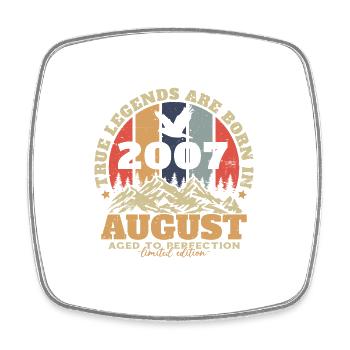 August 2007 Vintage Retro Birthday Gift - Square fridge magnet - white - Front