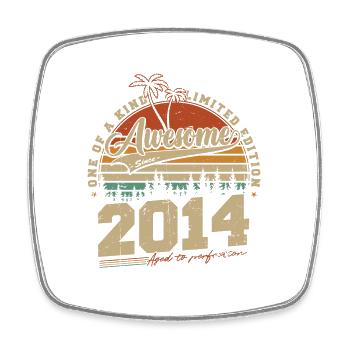 Jahrgang 2014 Vintage Geburtstag Geschenk Retro - Viereckiger Kühlschrankmagnet - Weiß - Vorne