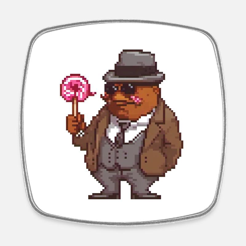 Dapper Pixel Gentleman - Square fridge magnet - white