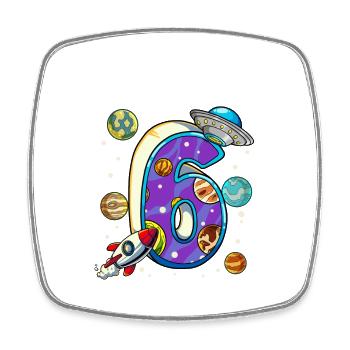 6 Birthday Space Space Astronaut 6 Years - Square fridge magnet - white - Front
