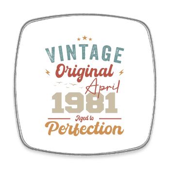 Vintage né avril 1981 cadeau d’anniversaire - Magnet carré - blanc - Devant