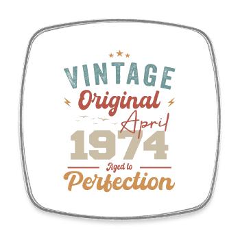 Vintage Geboren im April 1974 Geburtstagsgeschenk - Viereckiger Kühlschrankmagnet - Weiß - Vorne