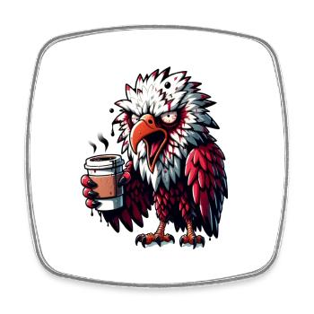 Geier als Morgenmuffel vor dem 1. Kaffee - Viereckiger Kühlschrankmagnet - Weiß - Vorne