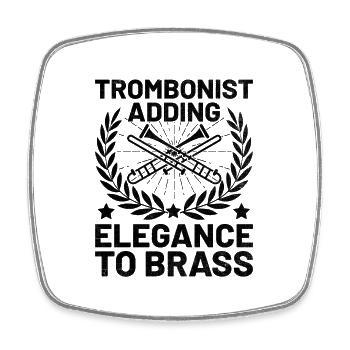 Tromboniste Tromboniste Marchand Band Trombone - Magnet carré - blanc - Devant