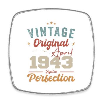 Vintage Geboren im April 1943 Geburtstagsgeschenk - Viereckiger Kühlschrankmagnet - Weiß - Vorne