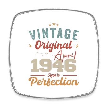 Vintage né avril 1946 cadeau d’anniversaire - Magnet carré - blanc - Devant