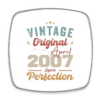 Vintage Geboren im April 2007 Geburtstagsgeschenk - Viereckiger Kühlschrankmagnet - Weiß - Vorne