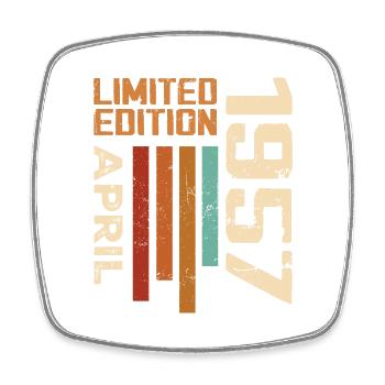 Born In April 1957 Birthday Gift 1957 Retro - Square fridge magnet - white - Front